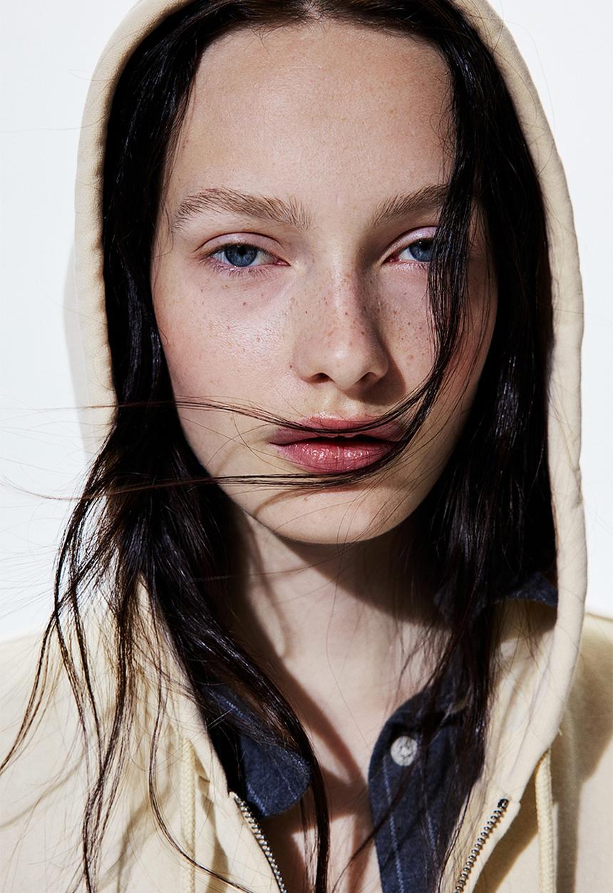 H&M - Oversized zip-through hoodie - light beige california
