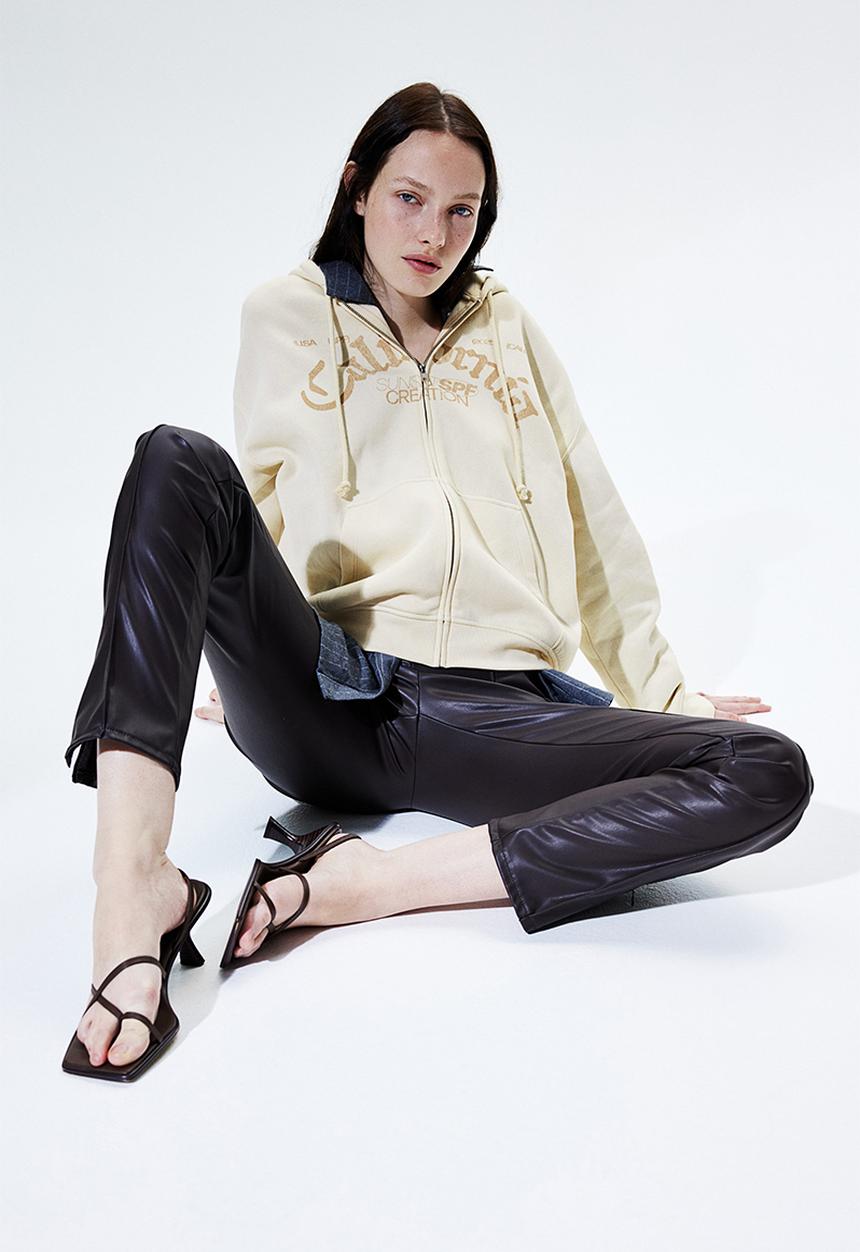 H&M - Oversized zip-through hoodie - light beige california