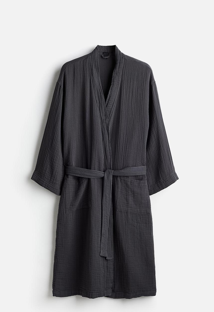 Muslin dressing gown - anthracite grey - 1206055012