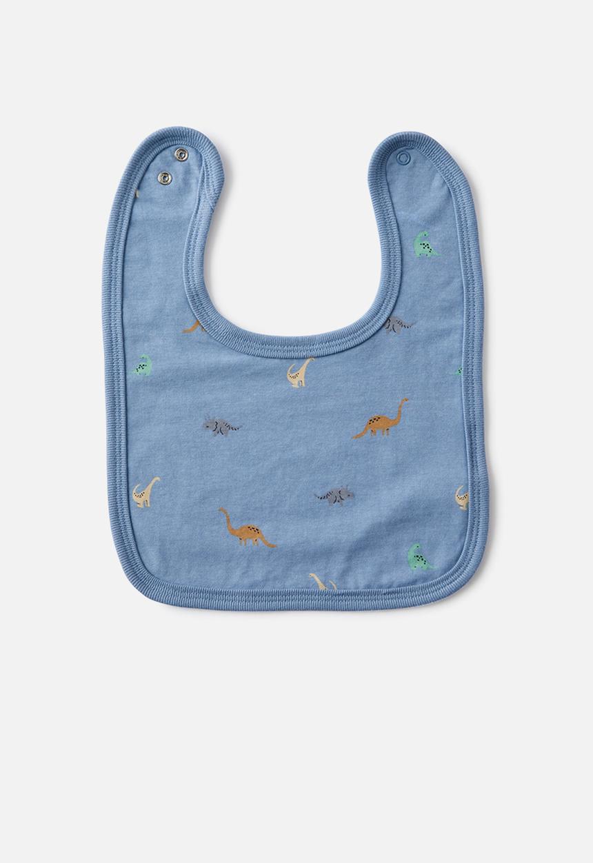Cotton On - The baby bib - dusty blue/ditsy dino