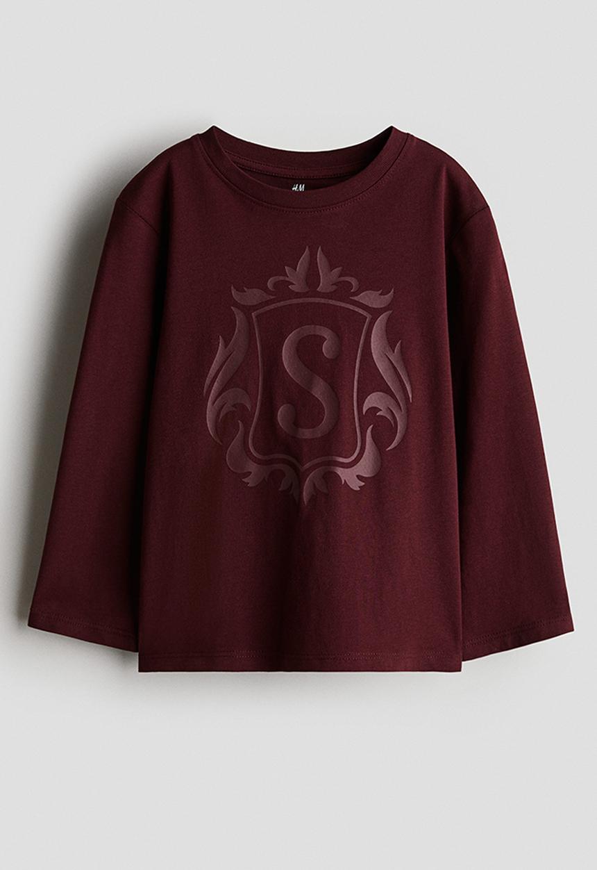 H&M - Long-sleeved cotton T-shirt - dark red/s