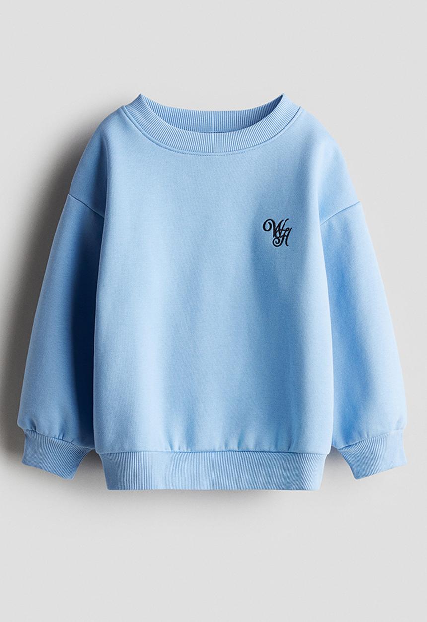 H&M - Embroidery-detail sweatshirt - blue/wh
