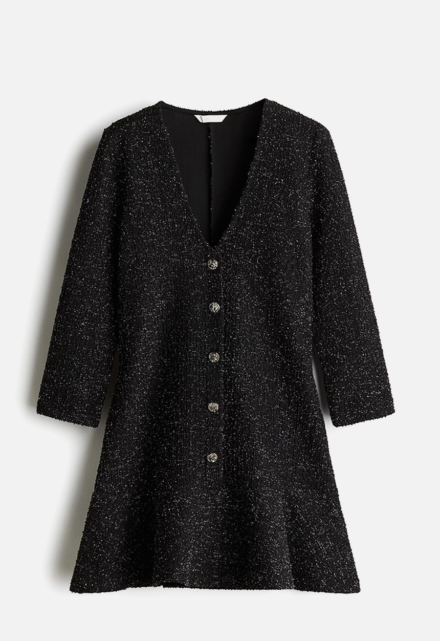 H&M - Glittery bouclé dress - black