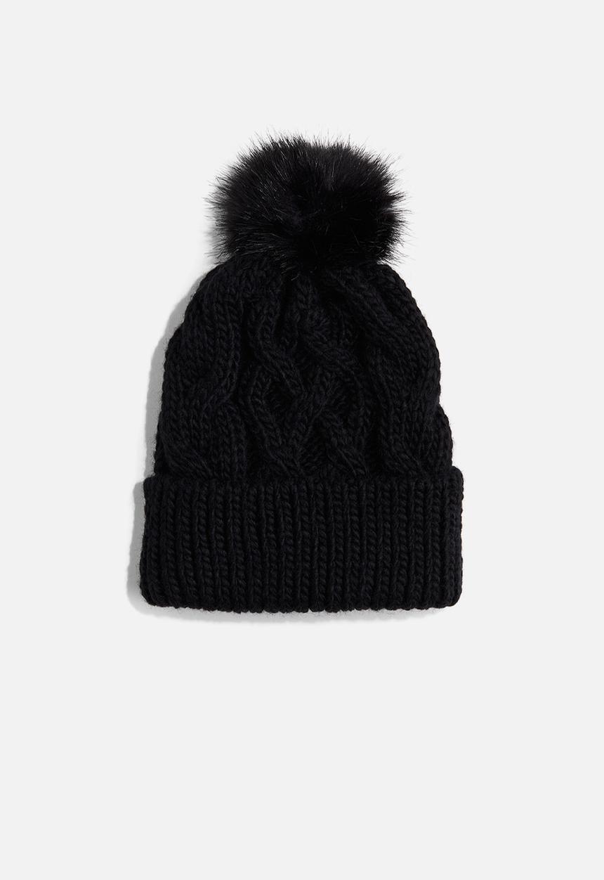 H&M - Cable-knit pompom hat - black