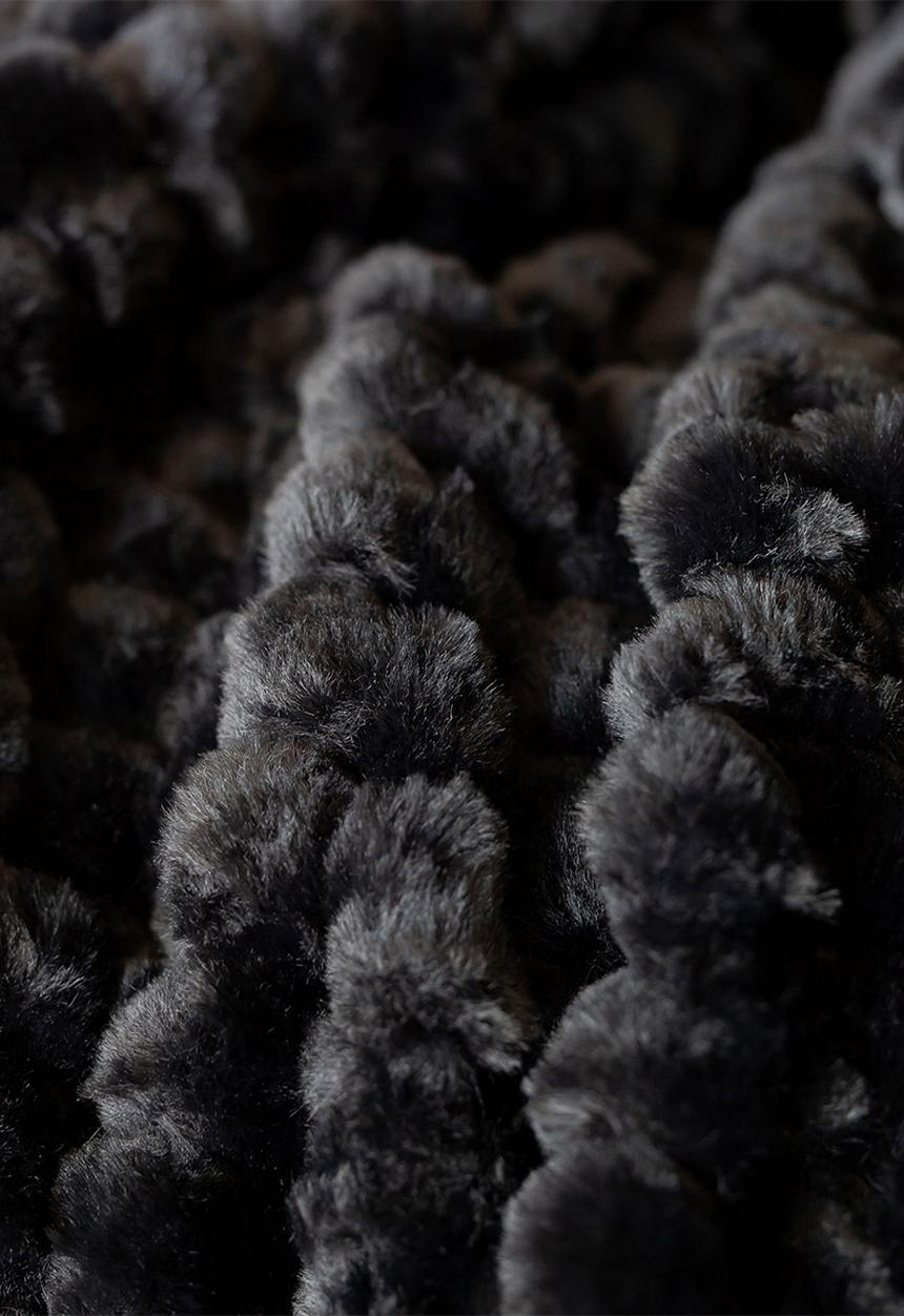 Linen House - Arctic Faux Fur Throw Midnight 50x200