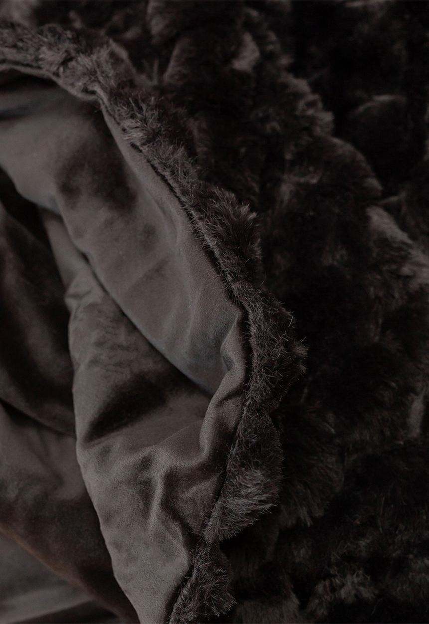 Linen House - Arctic Faux Fur Throw Midnight 50x200
