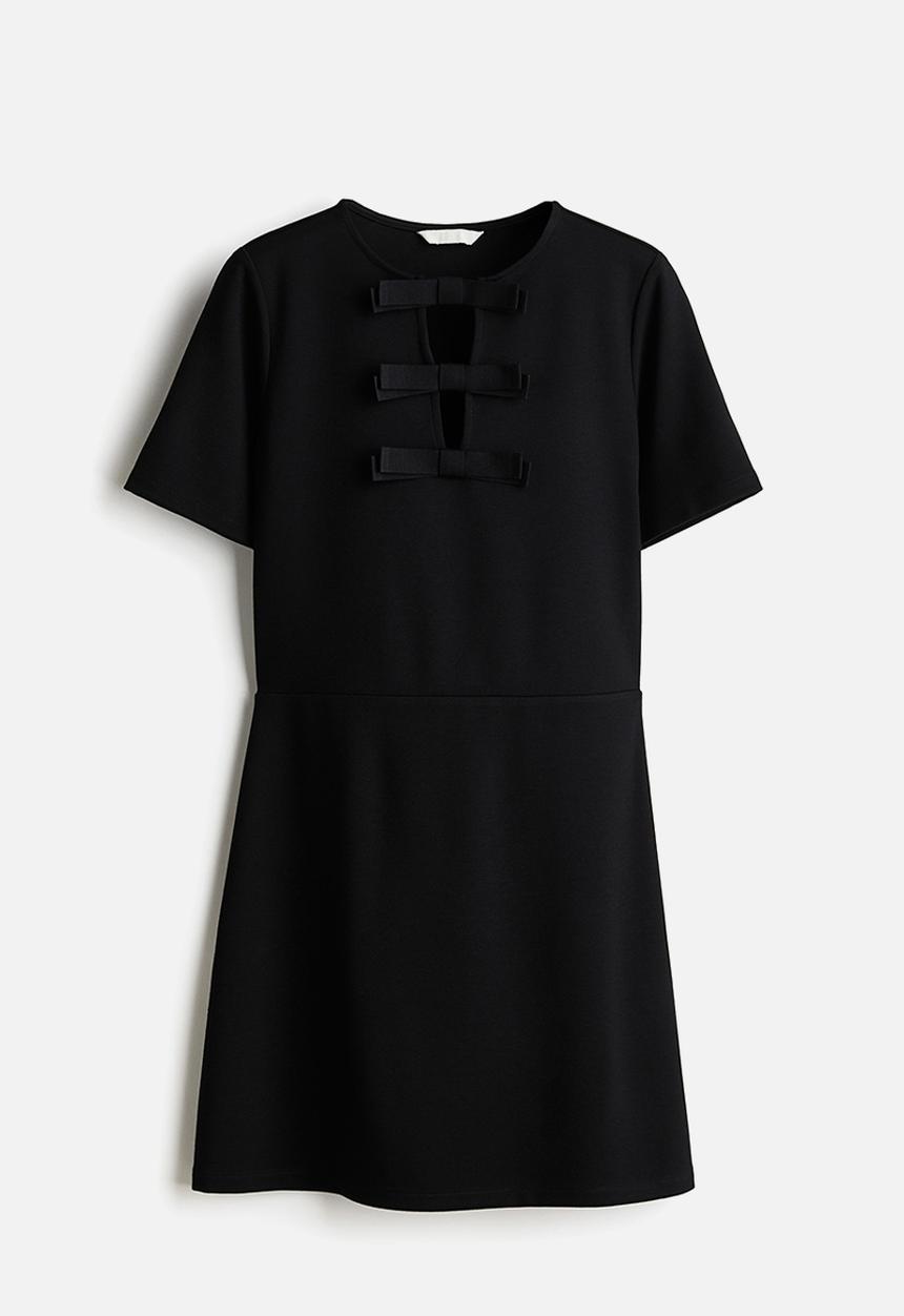 H&M - Bow-detail jersey dress - black