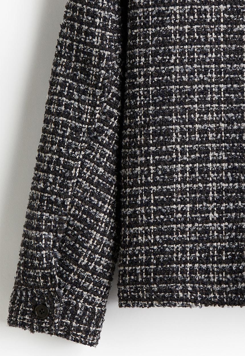 H&M - Regular fit tweed overshirt - dark grey patterned 