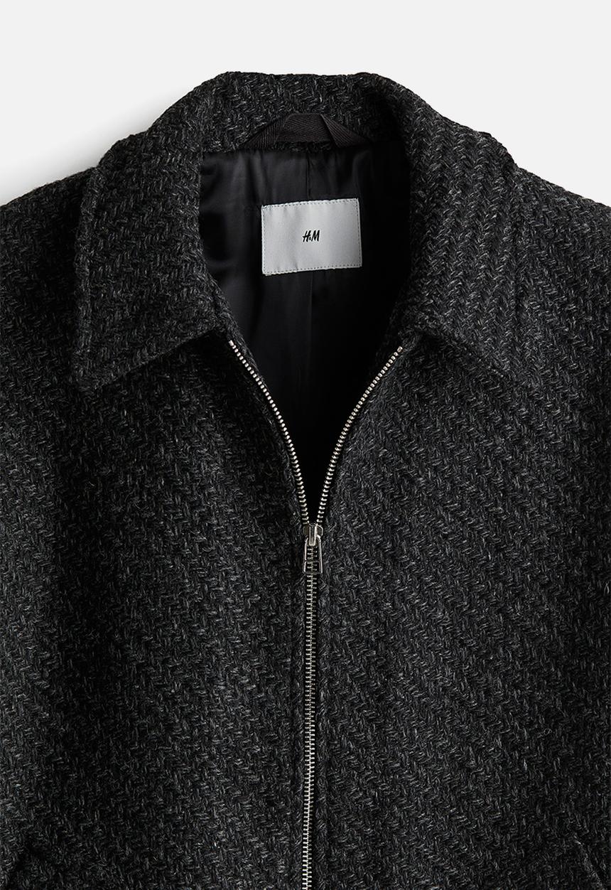 H&M - Regular fit tweed overshirt - dark grey