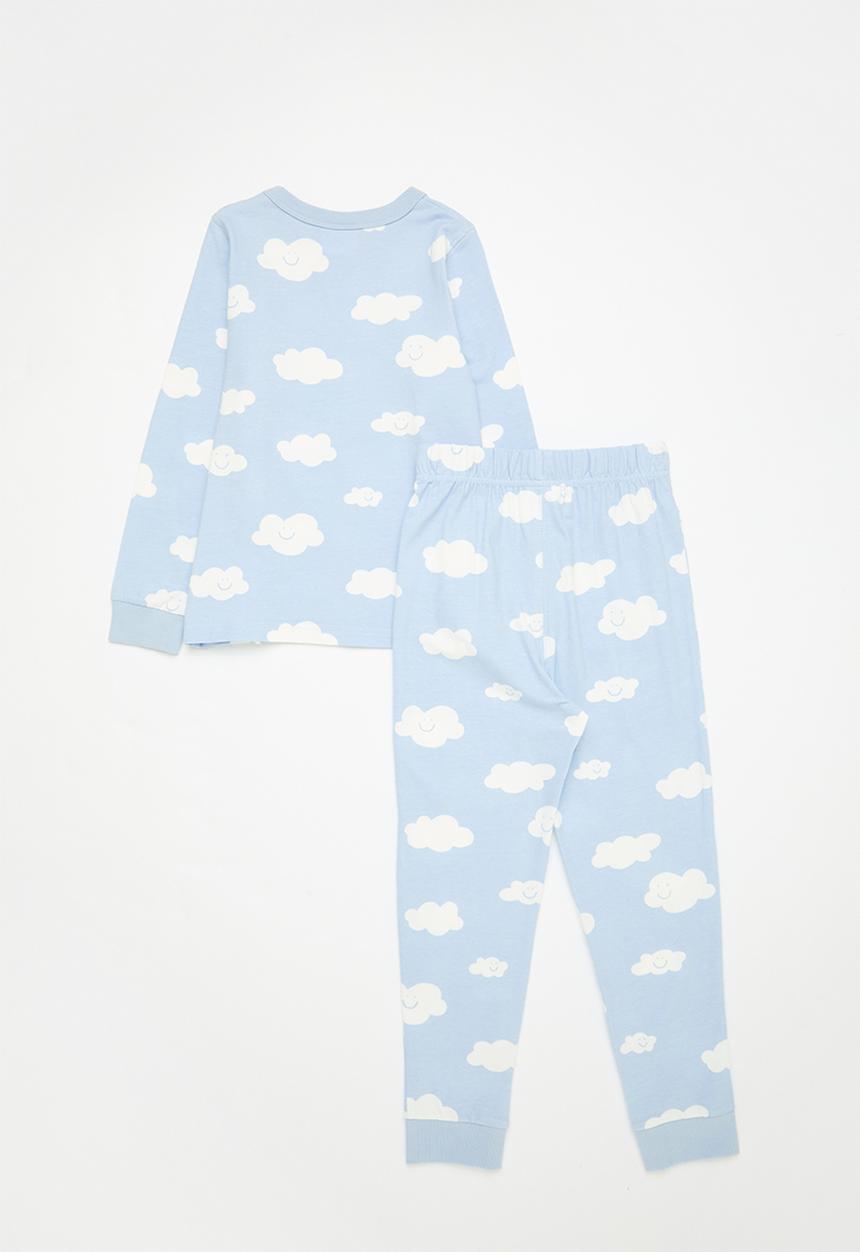 Cotton On - Ace long sleeve pyjama set - dawn blue/clouds