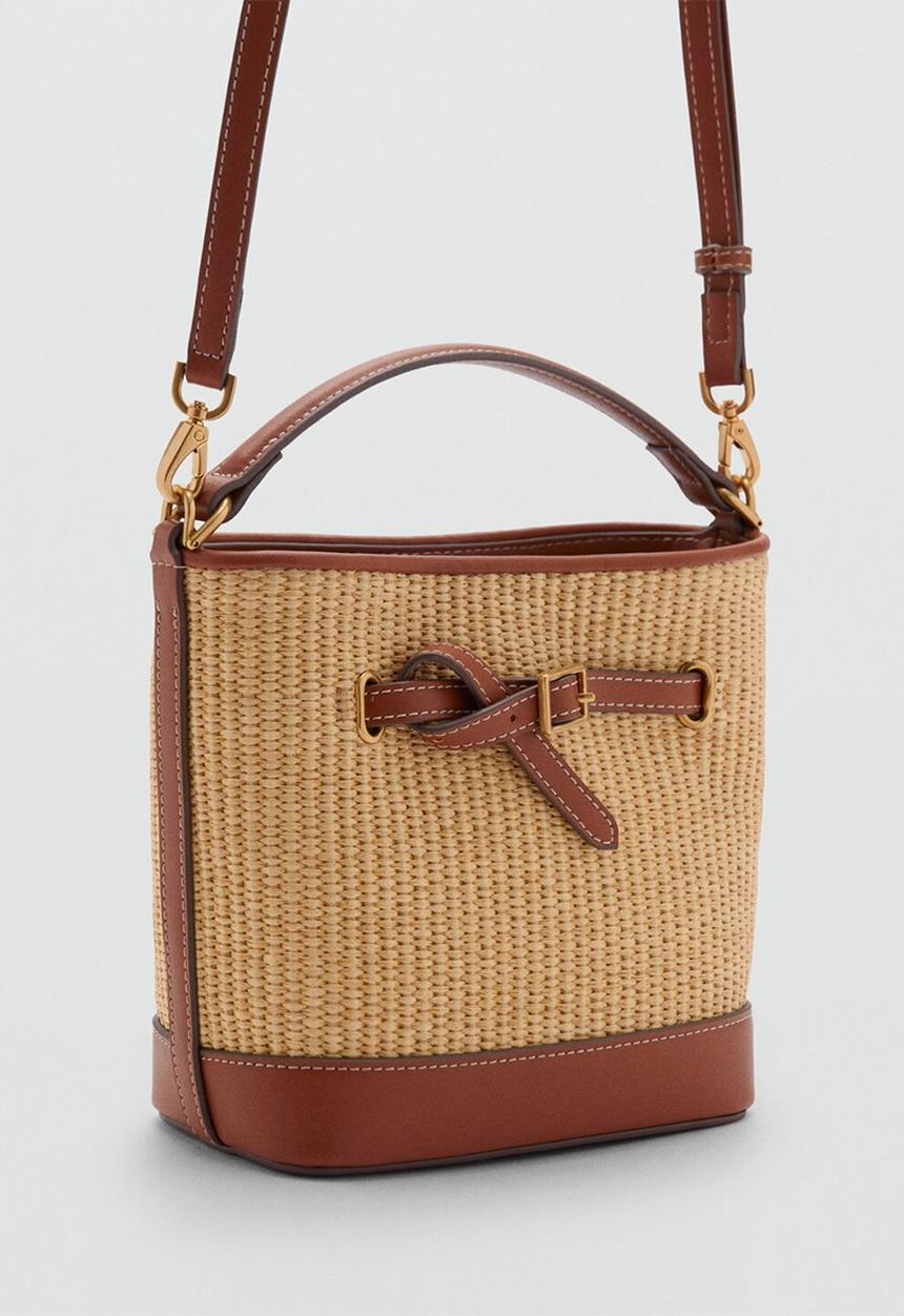 MANGO - Mateo bucket bag - beige & taupe