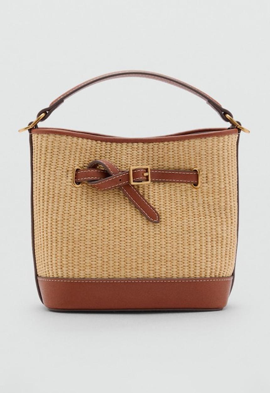MANGO - Mateo bucket bag - beige & taupe