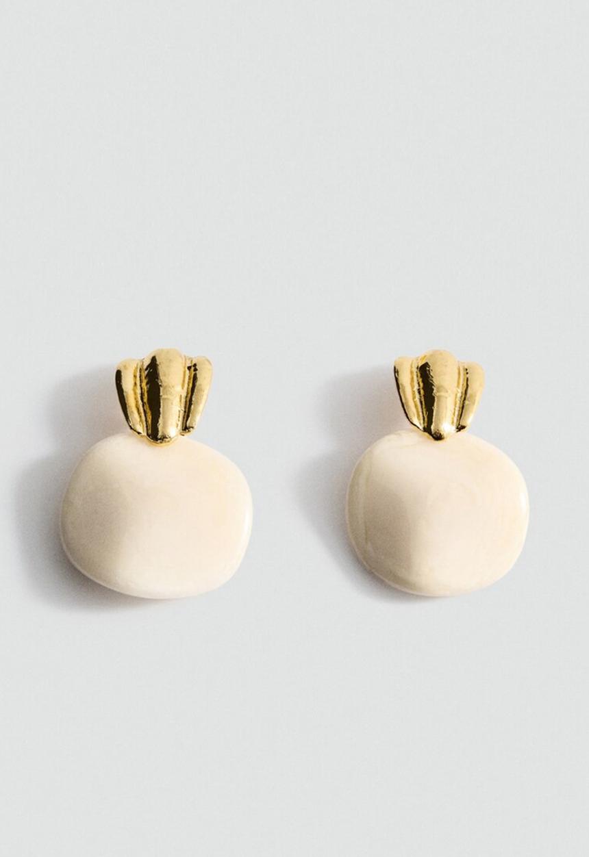 MANGO - Earrings fina - beige