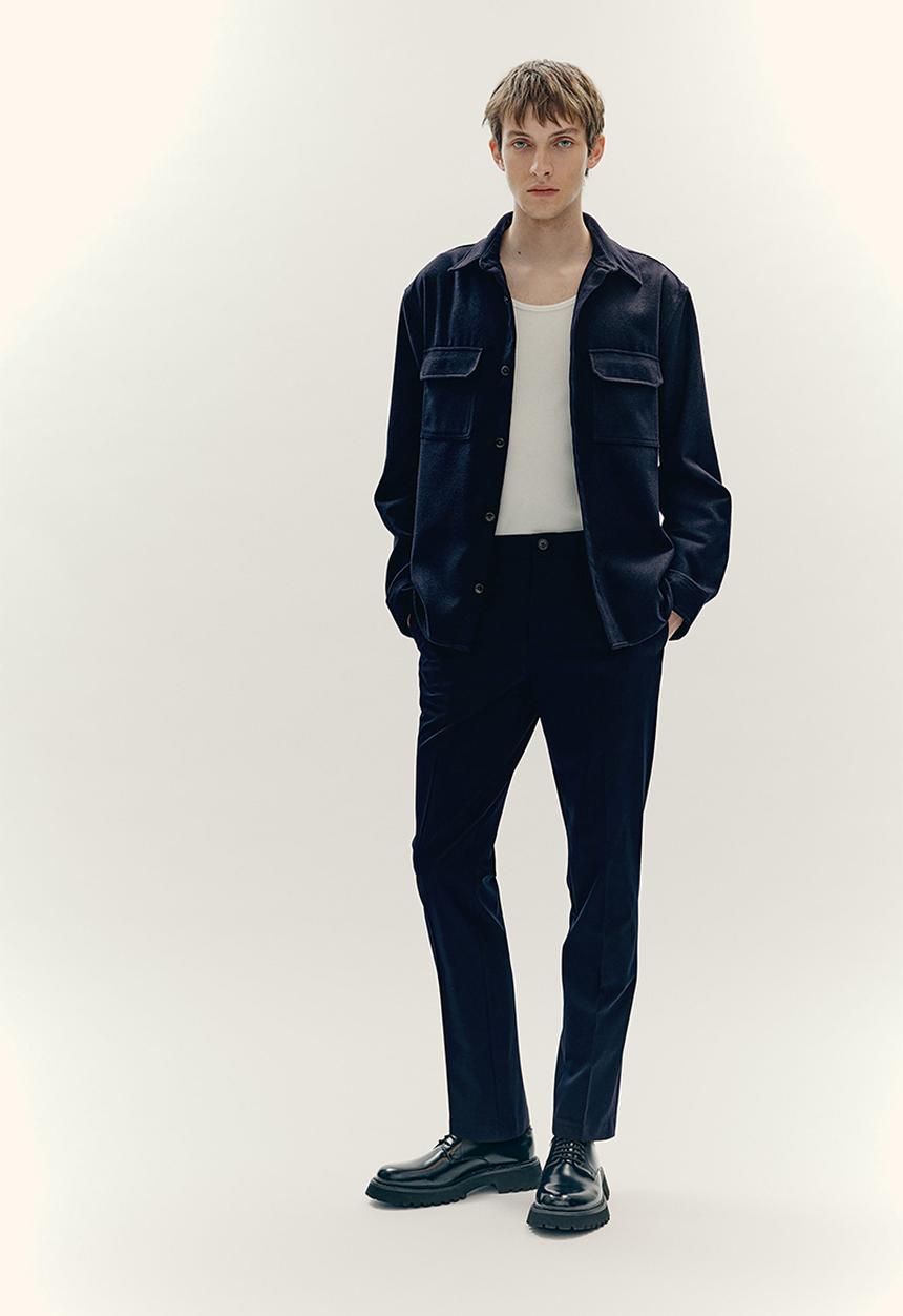 H&M - Slim fit tailored trousers - navy blue