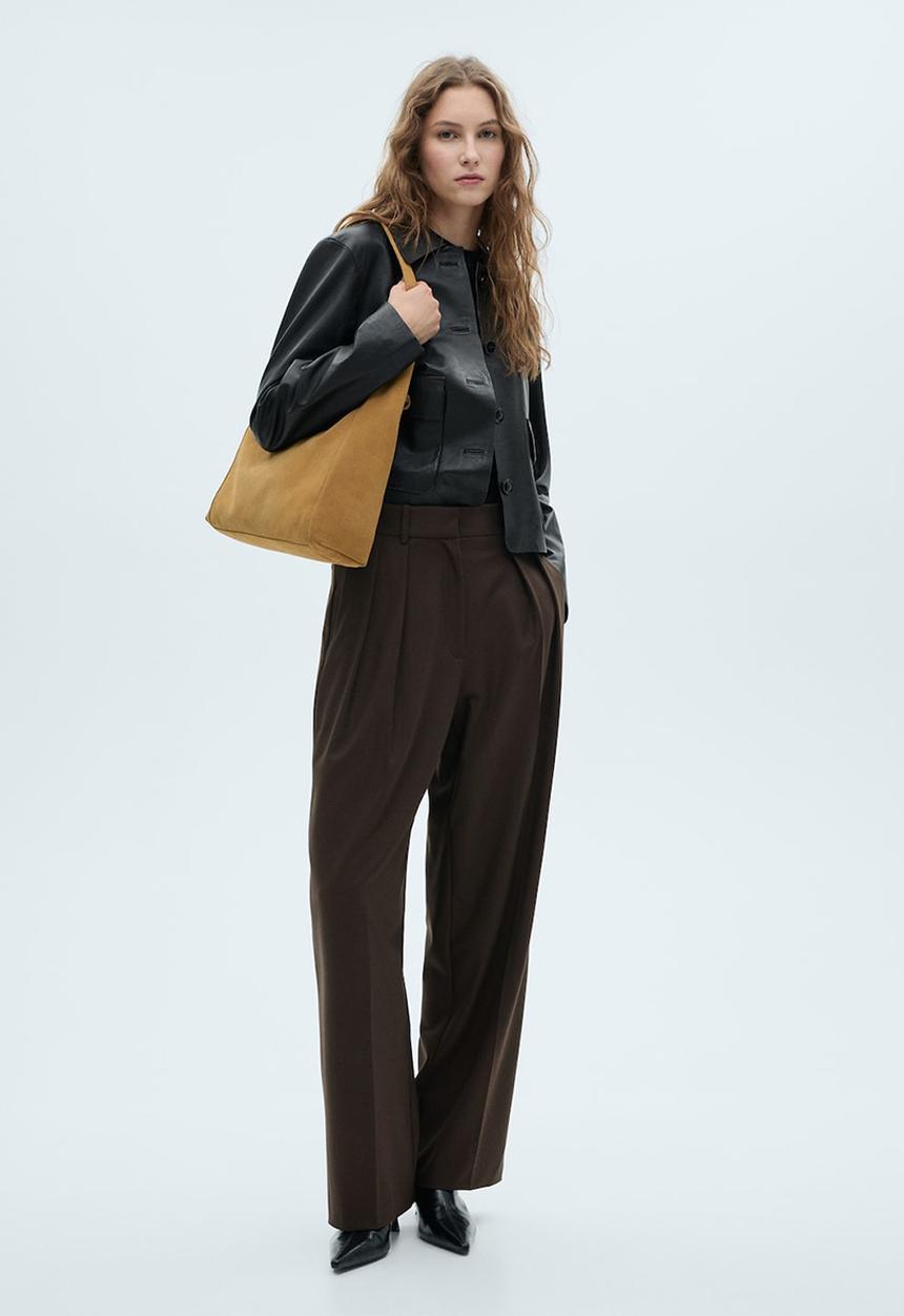 MANGO - Shoulder bag piramide - camel