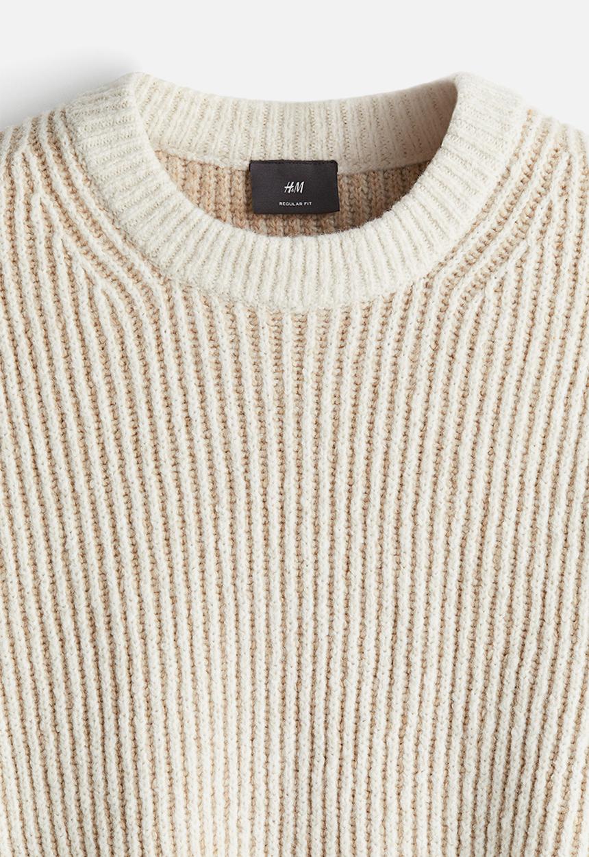 H&M - Regular fit rib-knit jumper - light beige