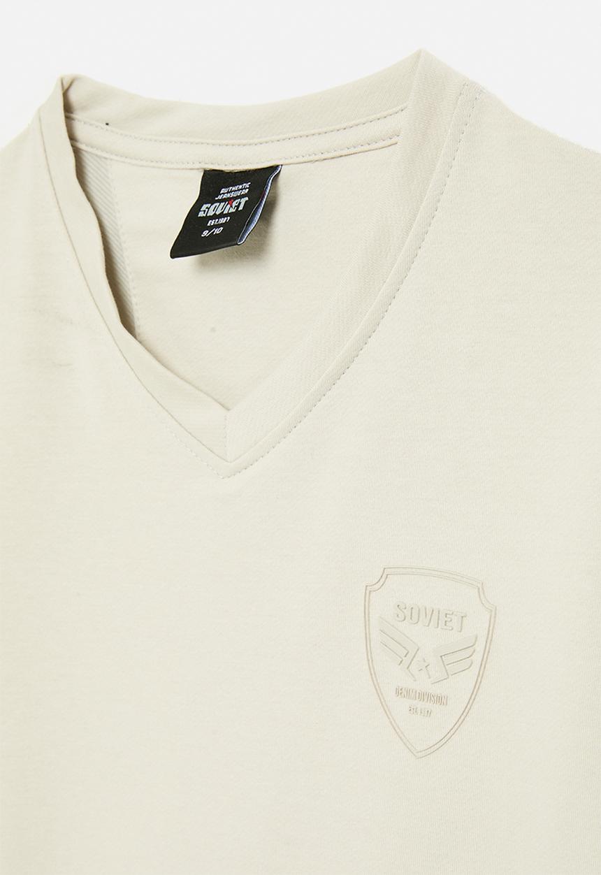 SOVIET - Boys Short Sleeve V-Neck Tee - Bone