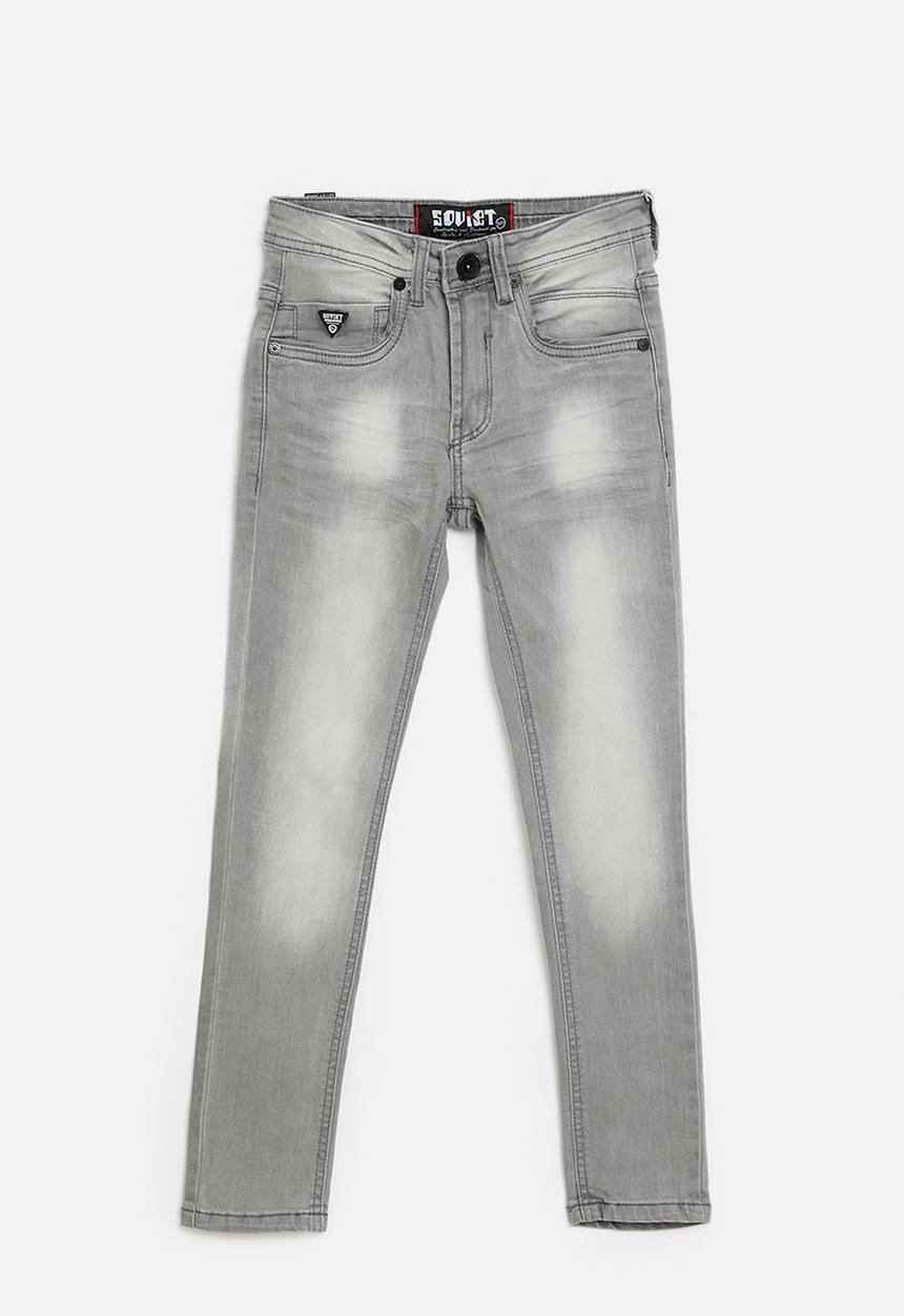 SOVIET - Boys Fashion Skinny Denim - Light Grey