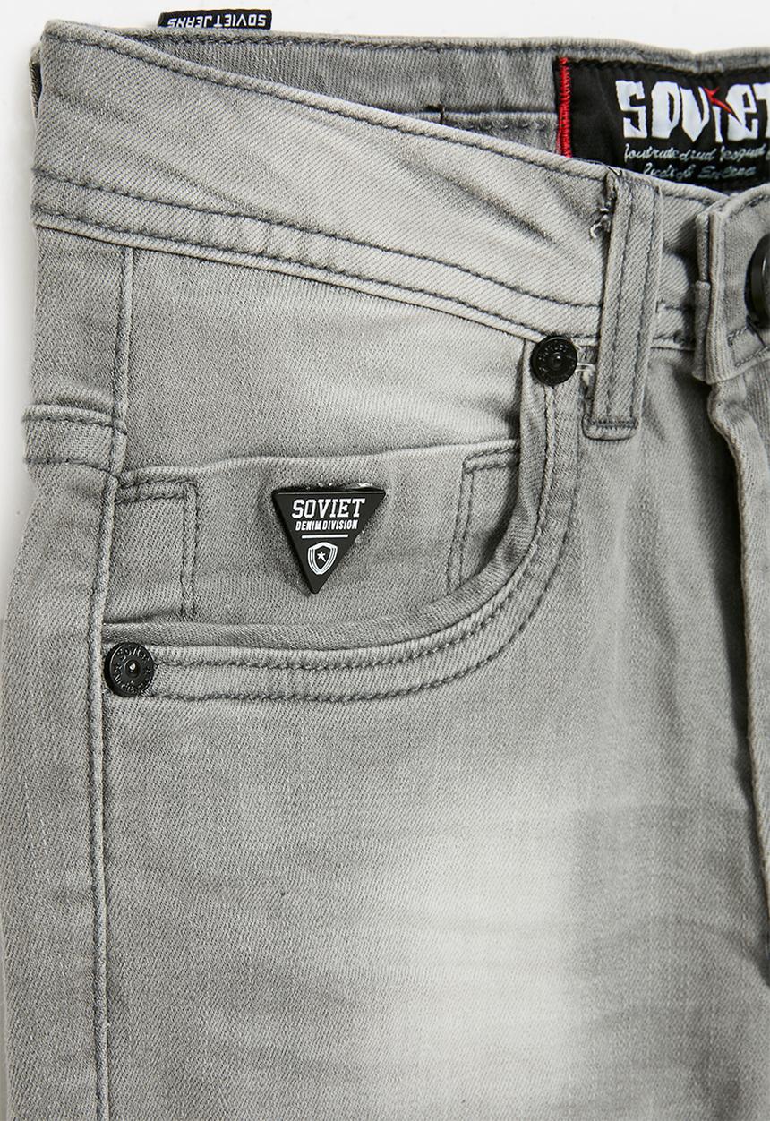 SOVIET - Boys Fashion Skinny Denim - Light Grey