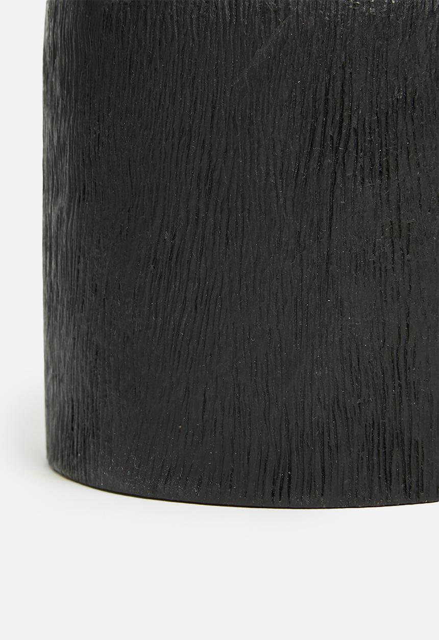 H&S - Candle holder wood 15cm - black