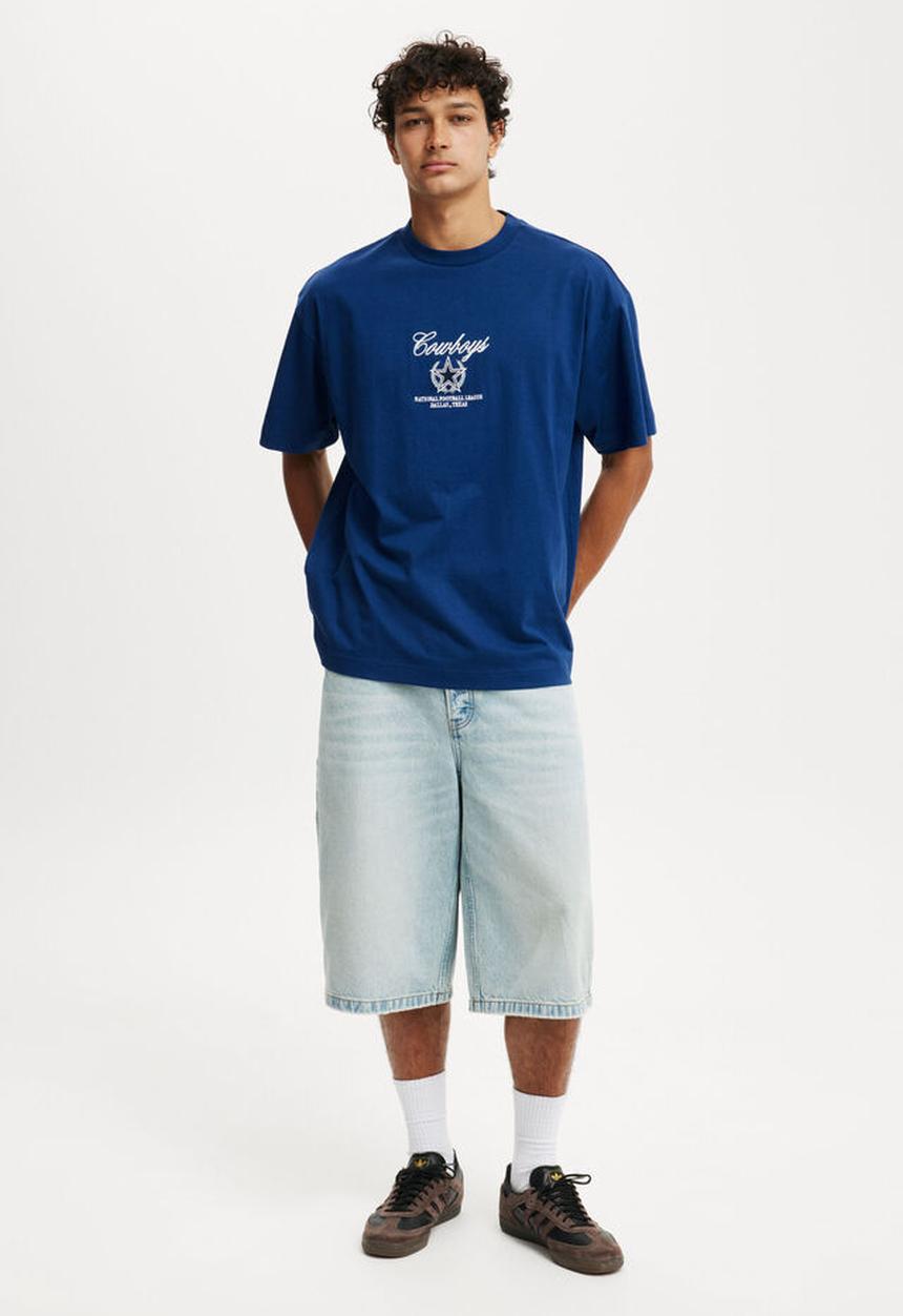 Cotton On - NFL box fit T-shirt - lcn dal limoges blue/dallas - script