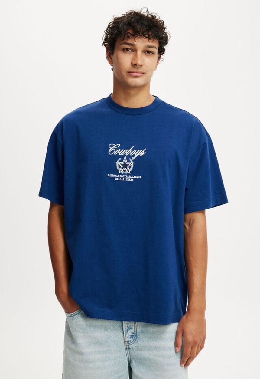 Cotton On - NFL box fit T-shirt - lcn dal limoges blue/dallas - script