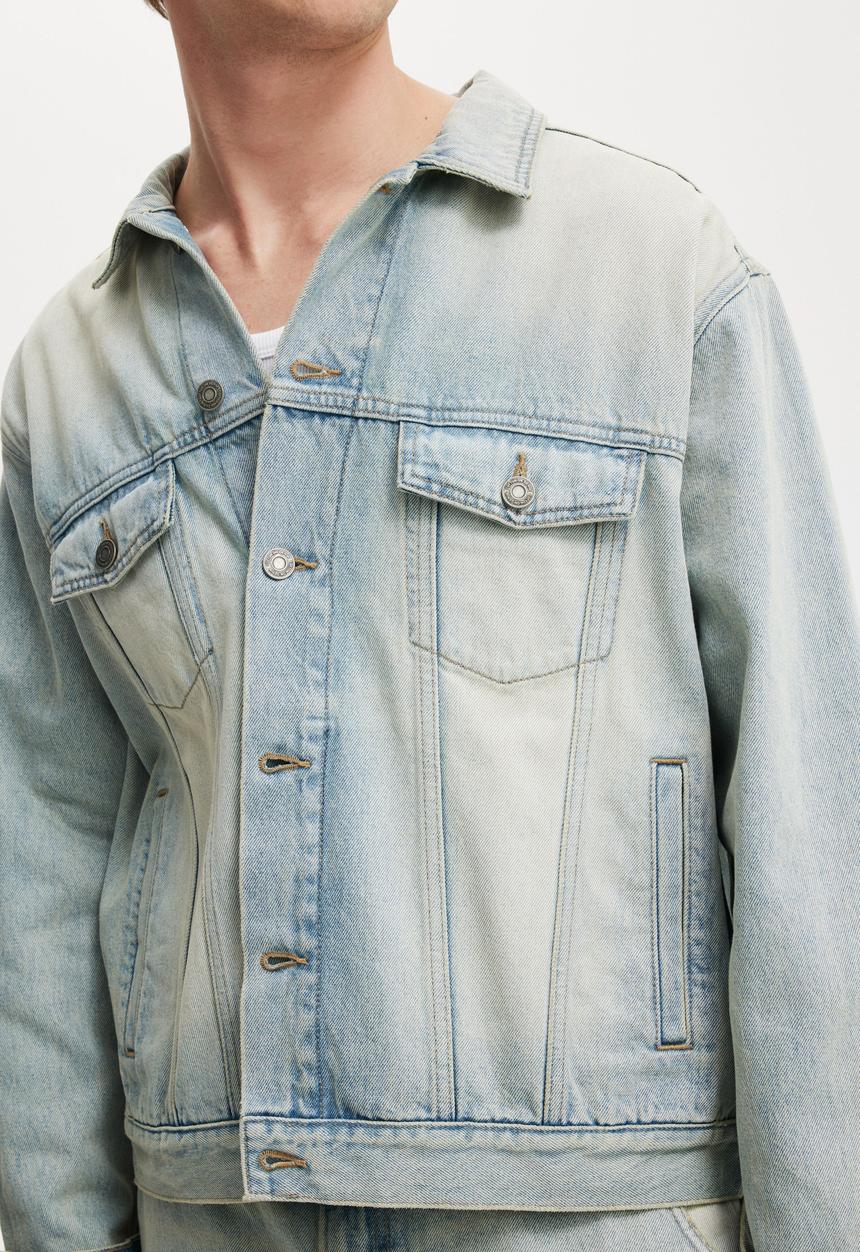 Cotton On - Oversized trucker jacket - halen blue