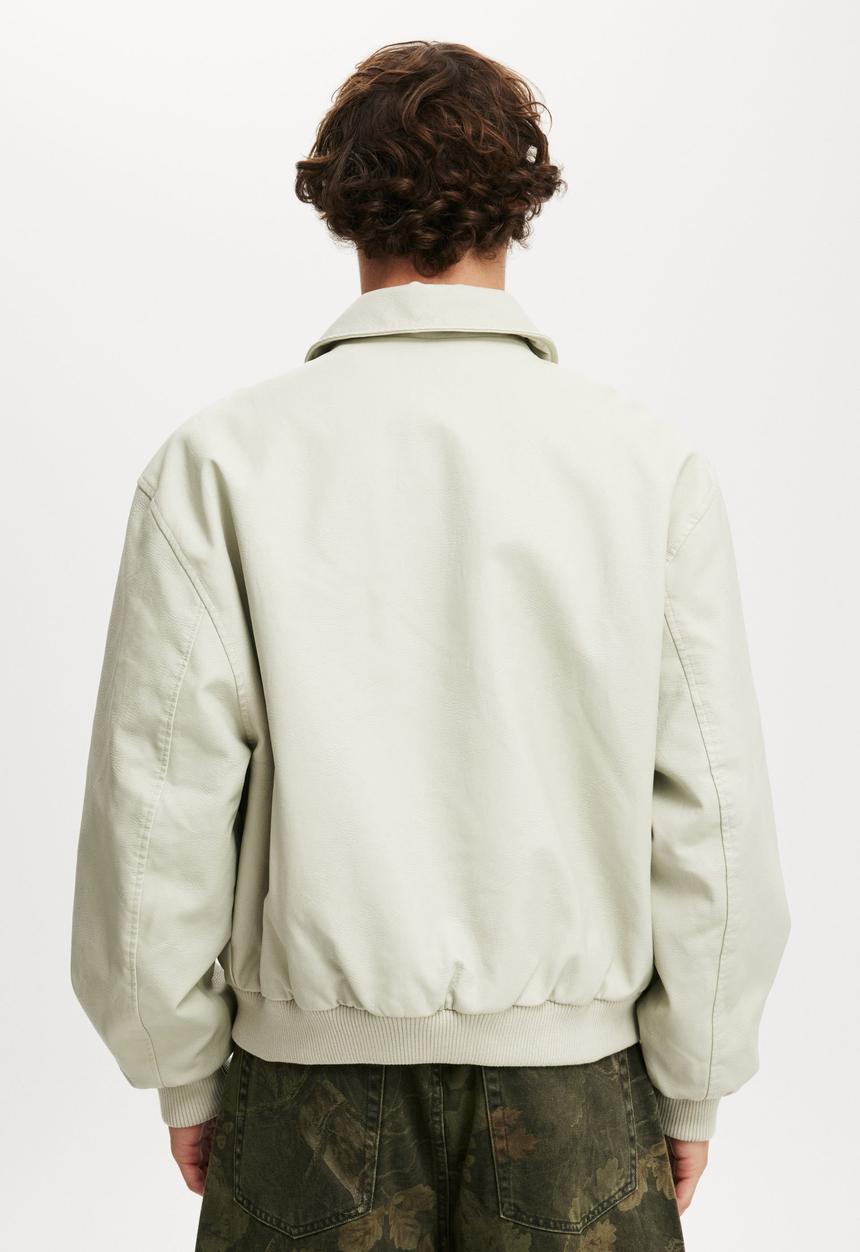Cotton On - Cropped Faux Leather Bomber - Bone