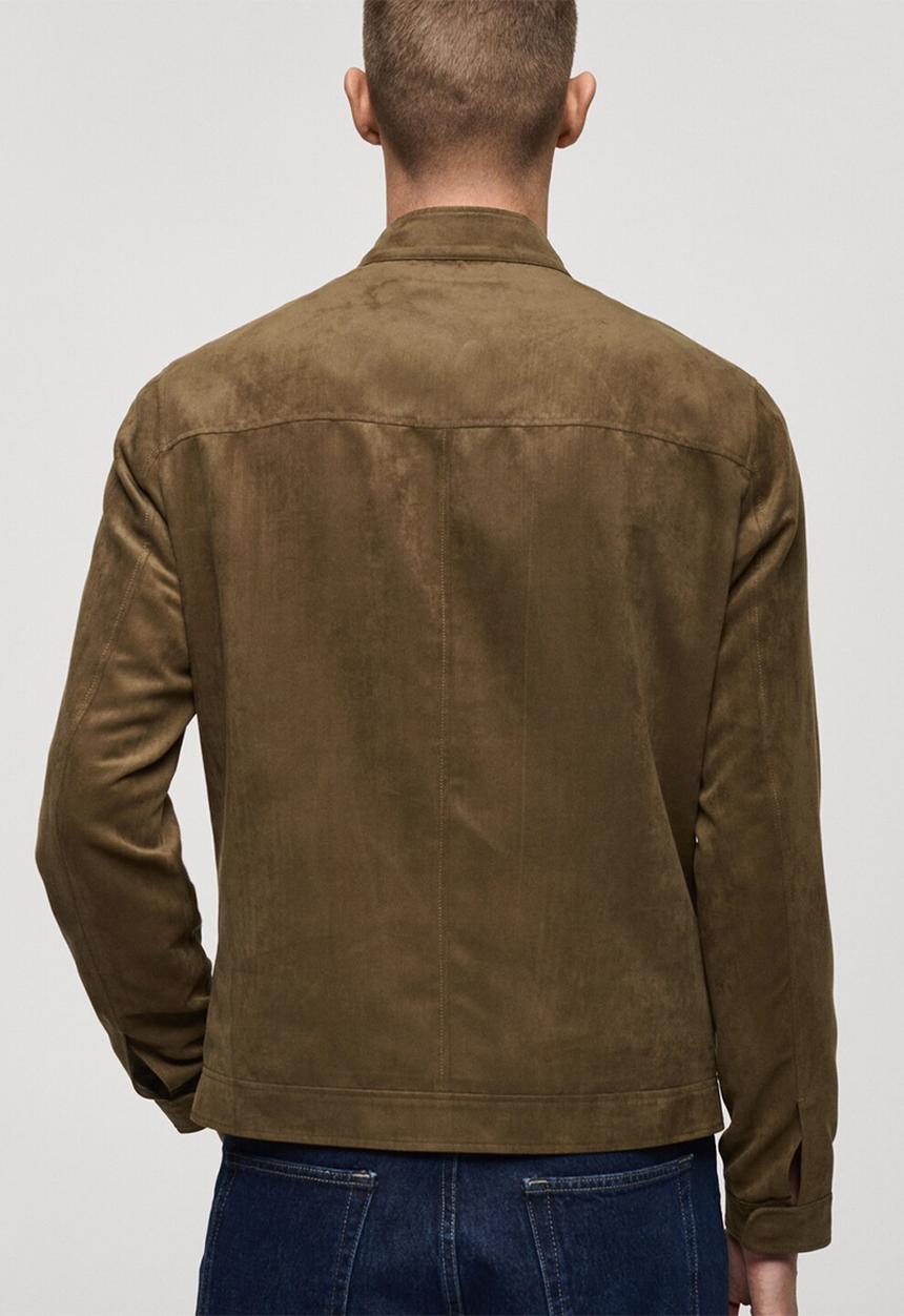 MANGO - Suede-Effect Biker Jacket Boy - khaki