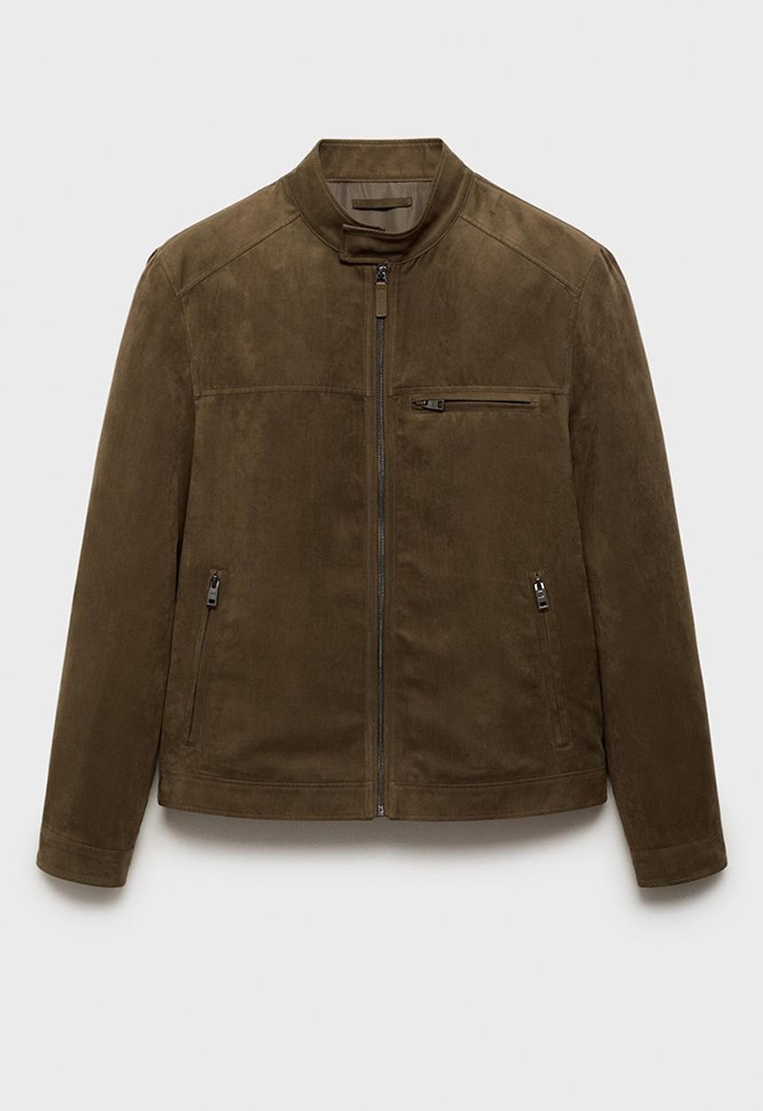 MANGO - Suede-Effect Biker Jacket Boy - khaki