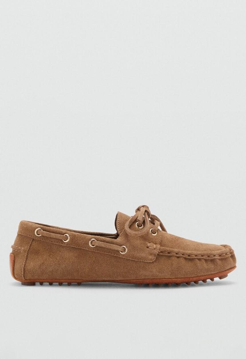 MANGO - Nautilus leather boat shoe - medium brown