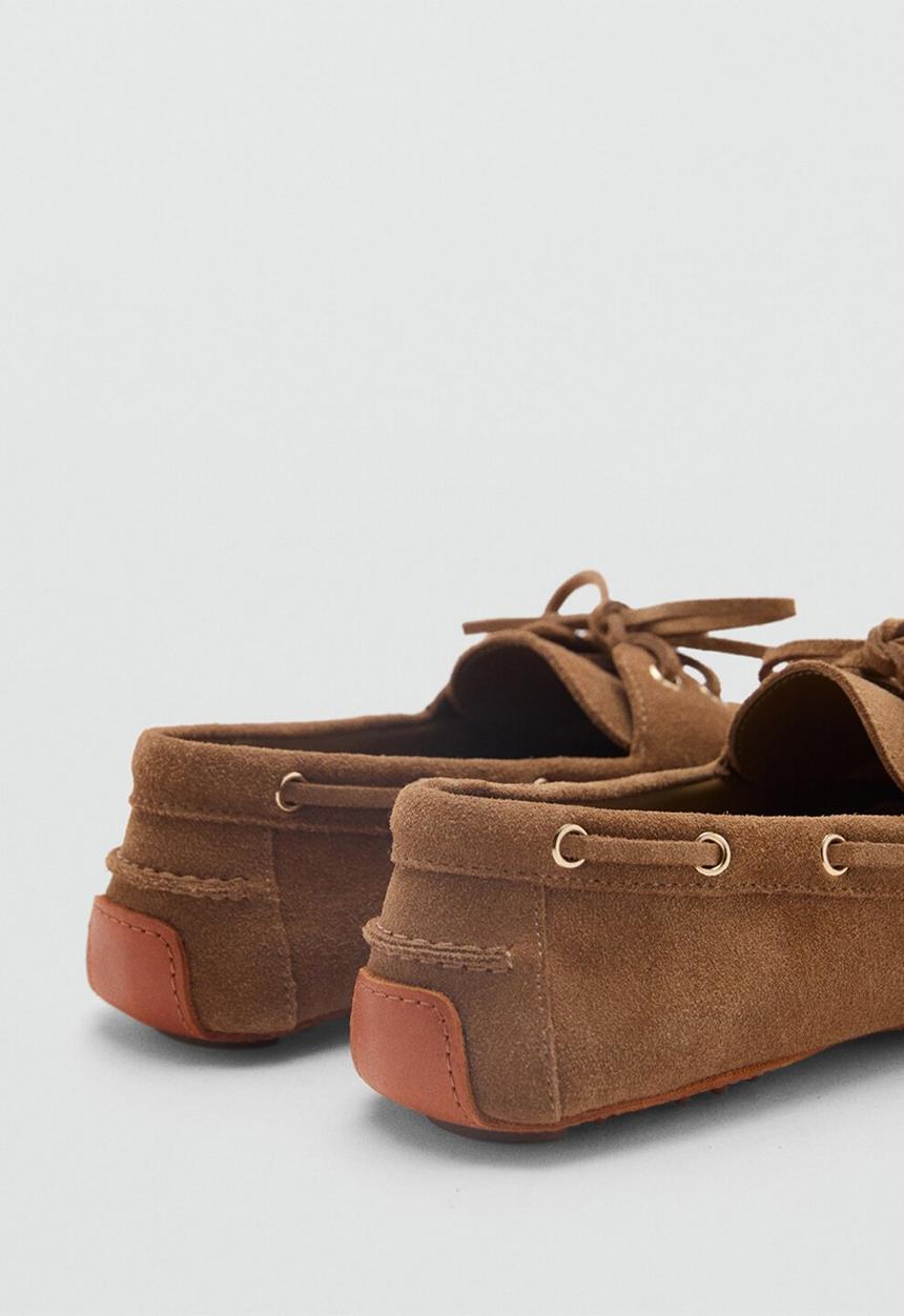 MANGO - Nautilus leather boat shoe - medium brown