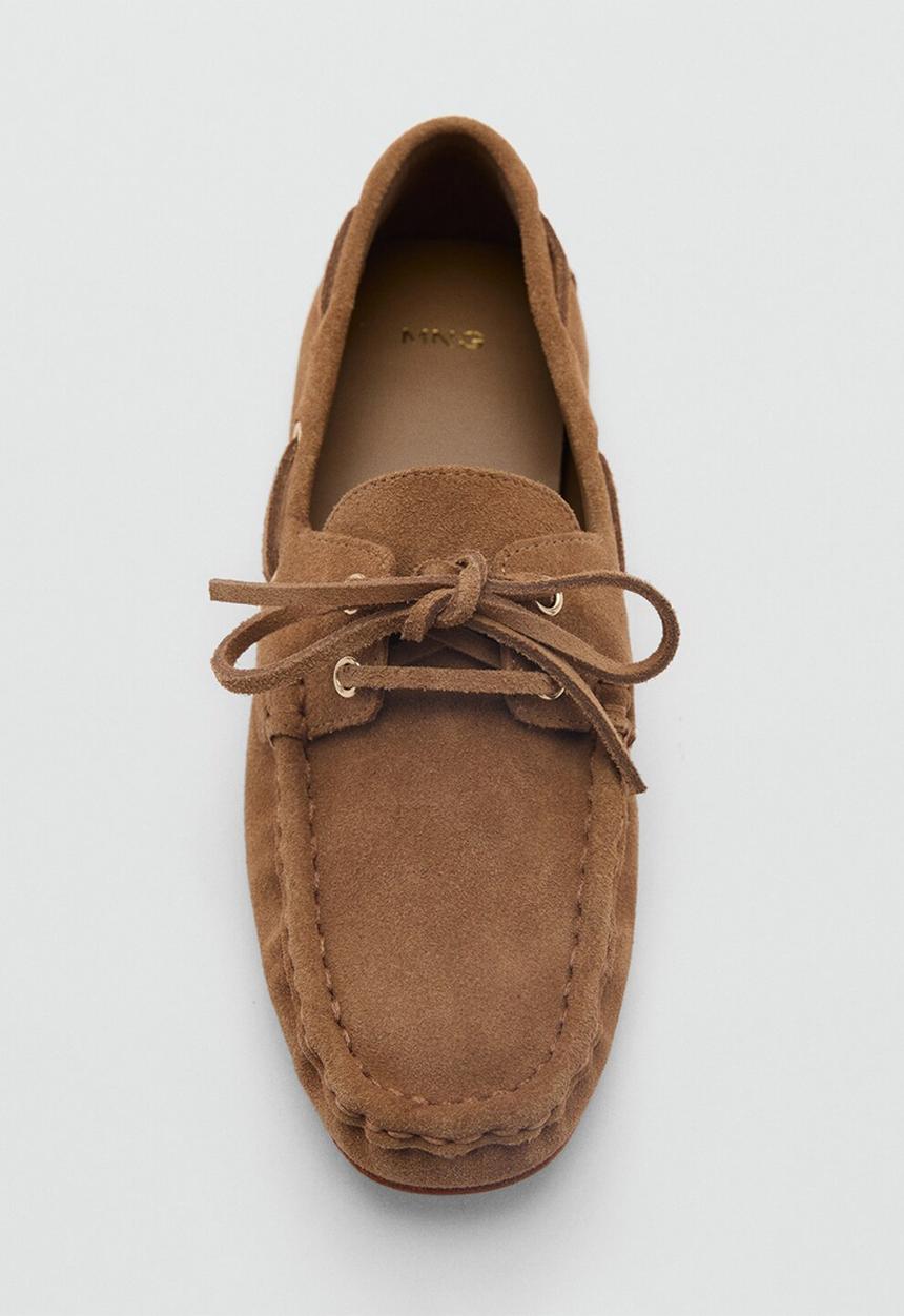 MANGO - Nautilus leather boat shoe - medium brown