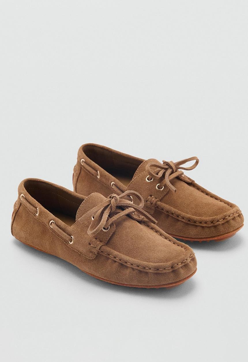 MANGO - Nautilus leather boat shoe - medium brown