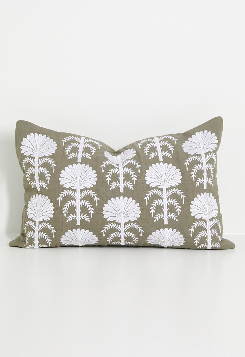 Sixth Floor - Sima embroidered cushion cover - taupe