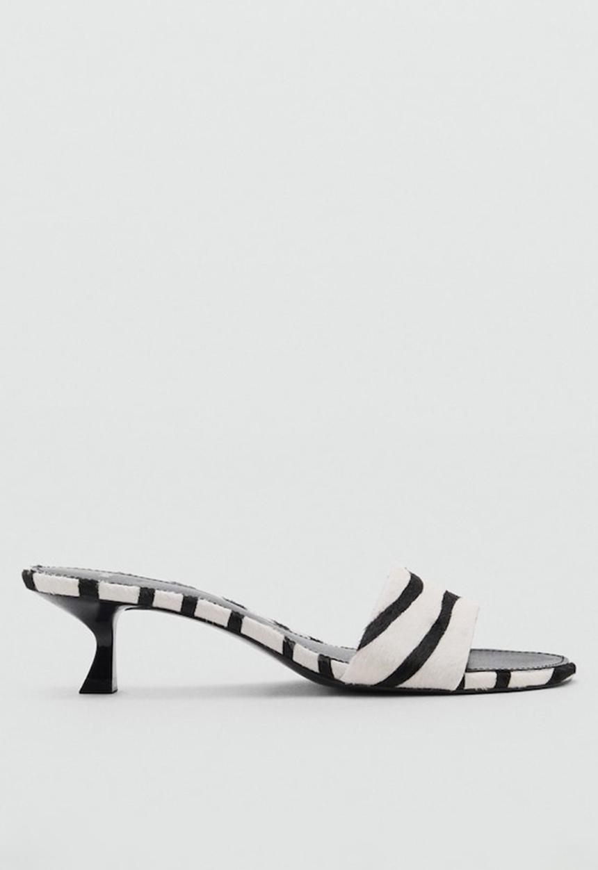 MANGO - Cresen1 leather heel - white & black