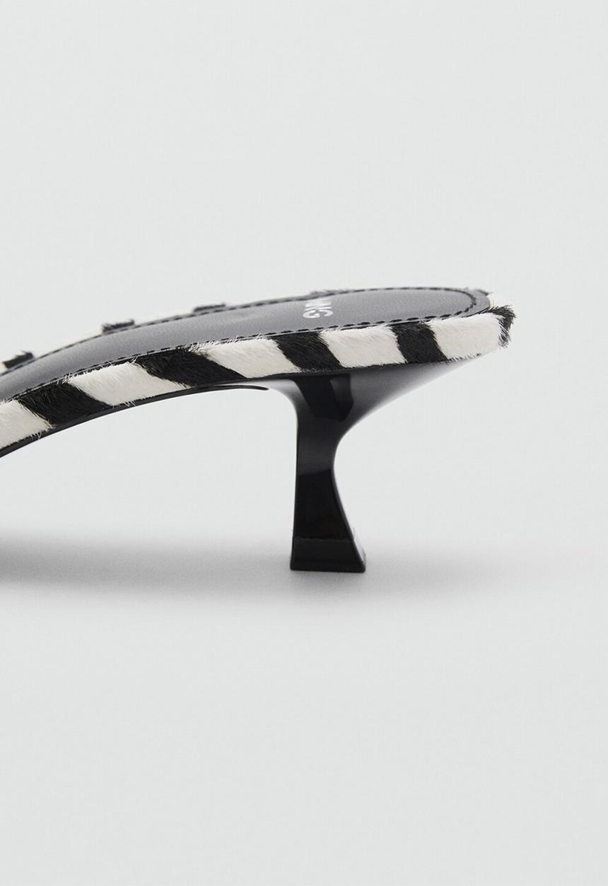 MANGO - Cresen1 leather heel - white & black