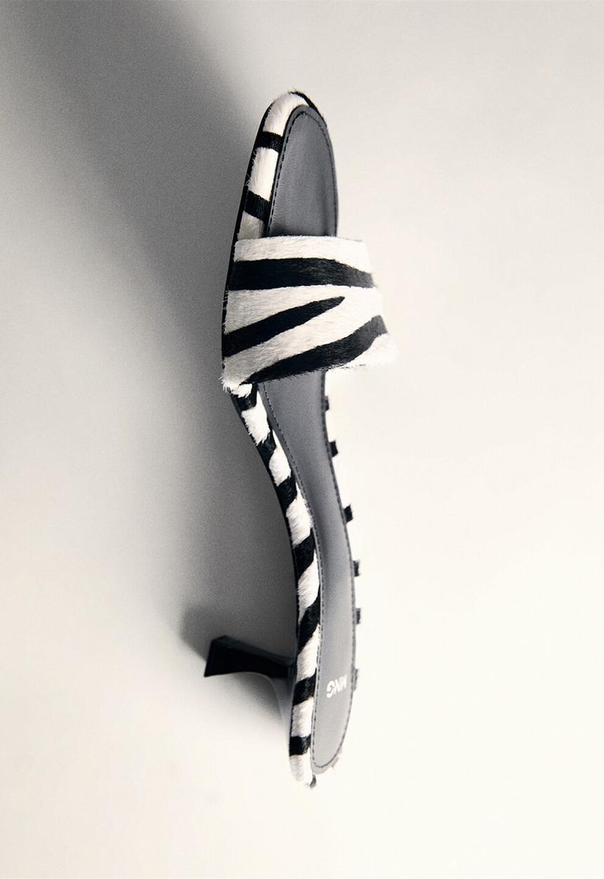 MANGO - Cresen1 leather heel - white & black