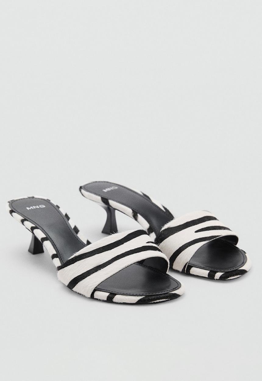 MANGO - Cresen1 leather heel - white & black