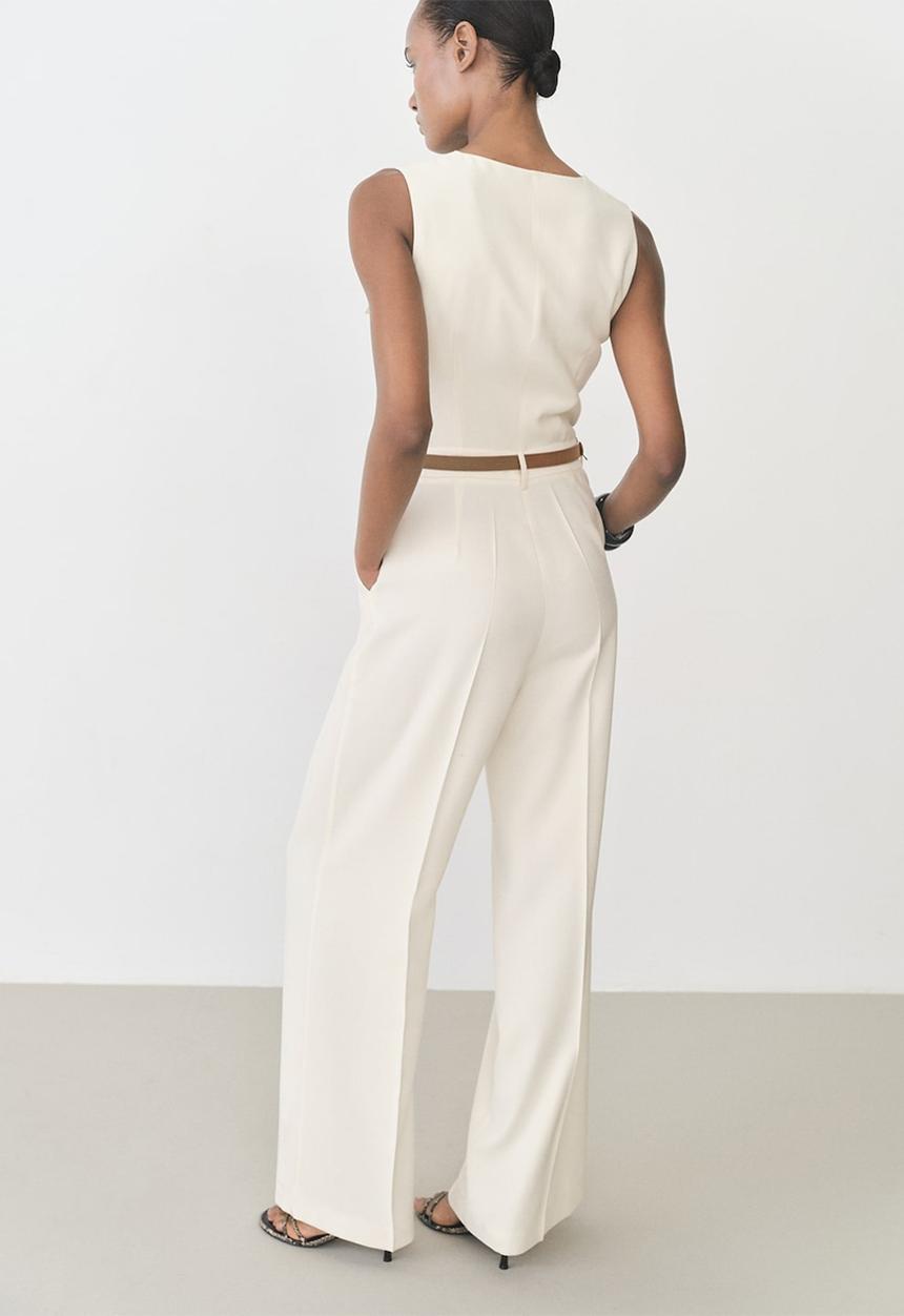 MANGO - Jumpsuit Safari - Light Beige