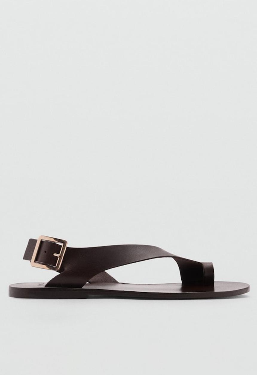 MANGO - Bell leather slingback - dark brown