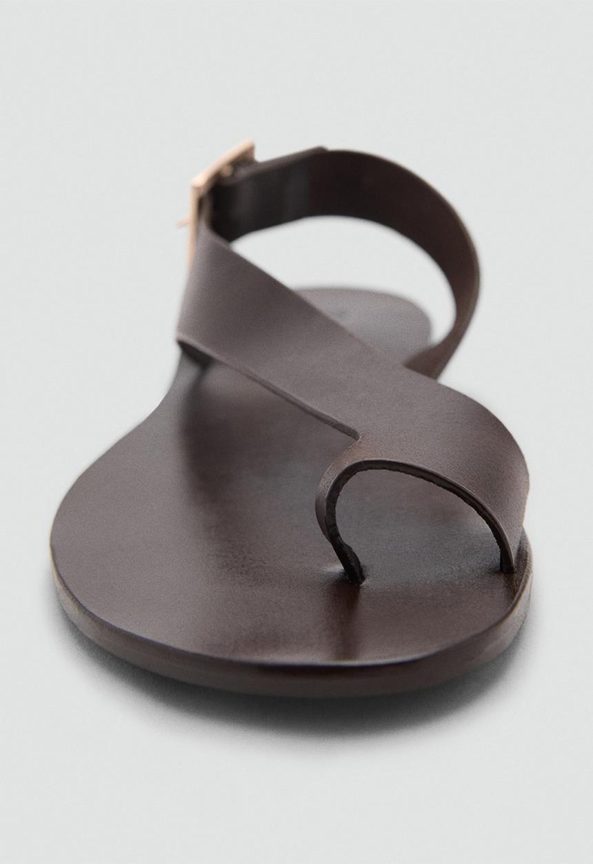 MANGO - Bell leather slingback - dark brown