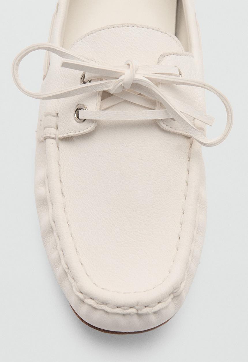 MANGO - Nautu leather boat shoe - white