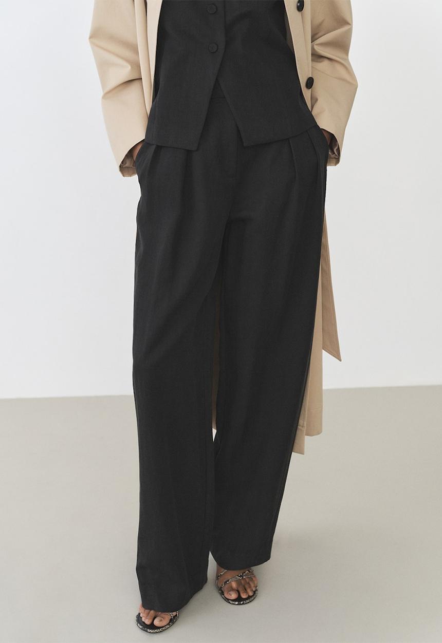 MANGO - Trousers Amalfi - Black