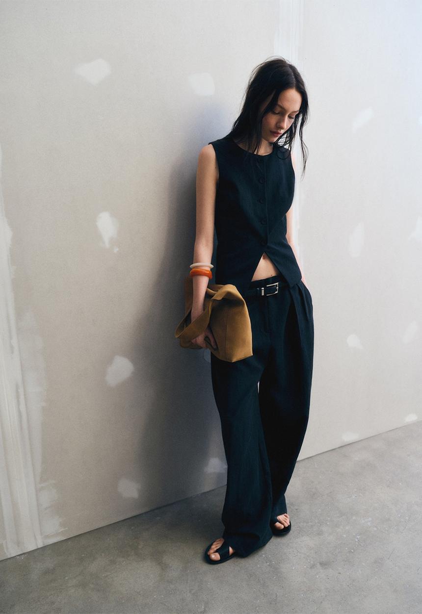MANGO - Trousers Amalfi - Black