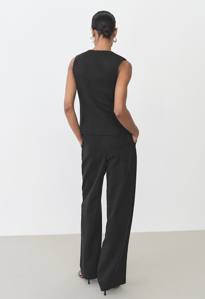 MANGO - Trousers Amalfi - Black