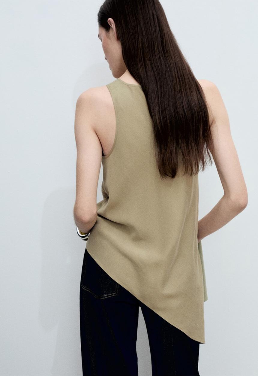 MANGO - Top Swade - Beige & Khaki