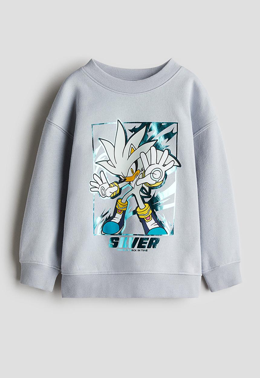 H&M - Motif-detail sweatshirt - grey sonic the hedgehog