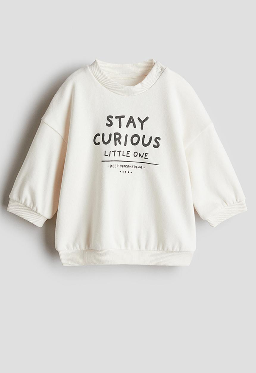 H&M - Printed sweatshirt - white stay curious