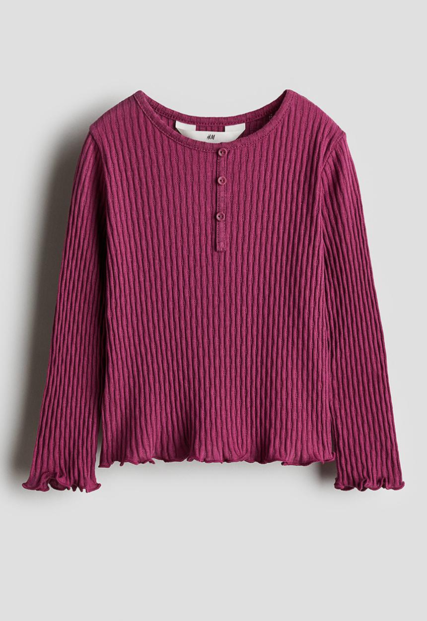 H&M - Pointelle jersey top - plum